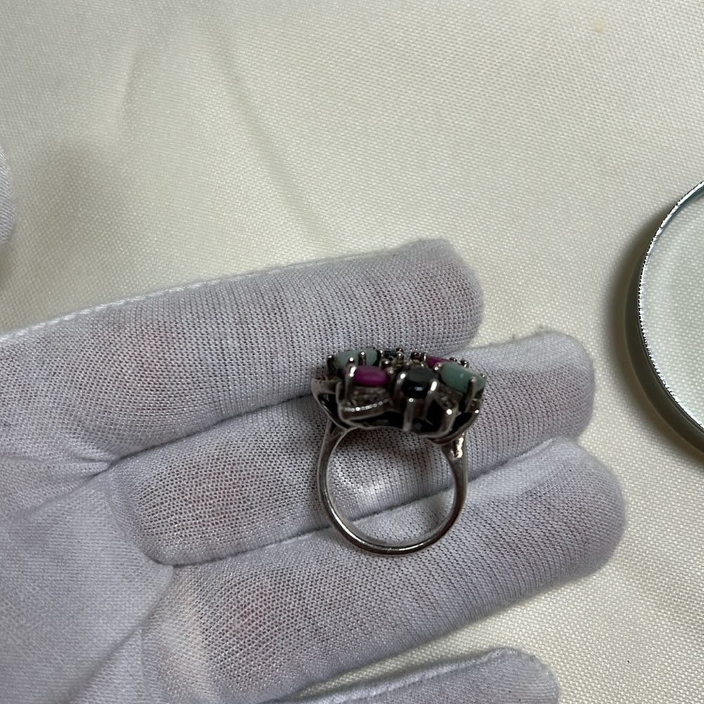 925 Silver Ring With Original Stone Ruby Sapphire… - image 3